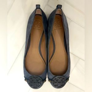 Tory Burch Suede Blue/ Gray Miller Ballet Flat!